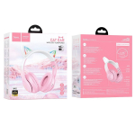 Hoco W42 Cat Ears Παιδικά Ακουστικά Over Ear – Ασύρματα & Ενσύρματα, 12 Ώρες Λειτουργίας – Cherry Blossom