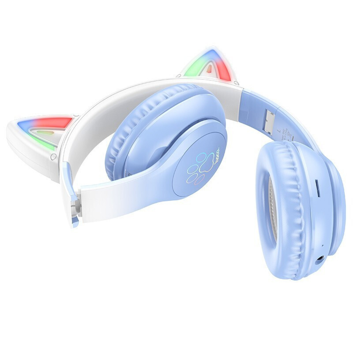 Hoco W42 Cat Ears Παιδικά Ακουστικά Over Ear – Ασύρματα & Ενσύρματα, 12 Ώρες Λειτουργίας – Crystal Blue