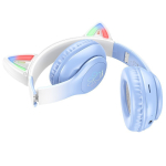 Hoco W42 Cat Ears Παιδικά Ακουστικά Over Ear – Ασύρματα & Ενσύρματα, 12 Ώρες Λειτουργίας – Crystal Blue
