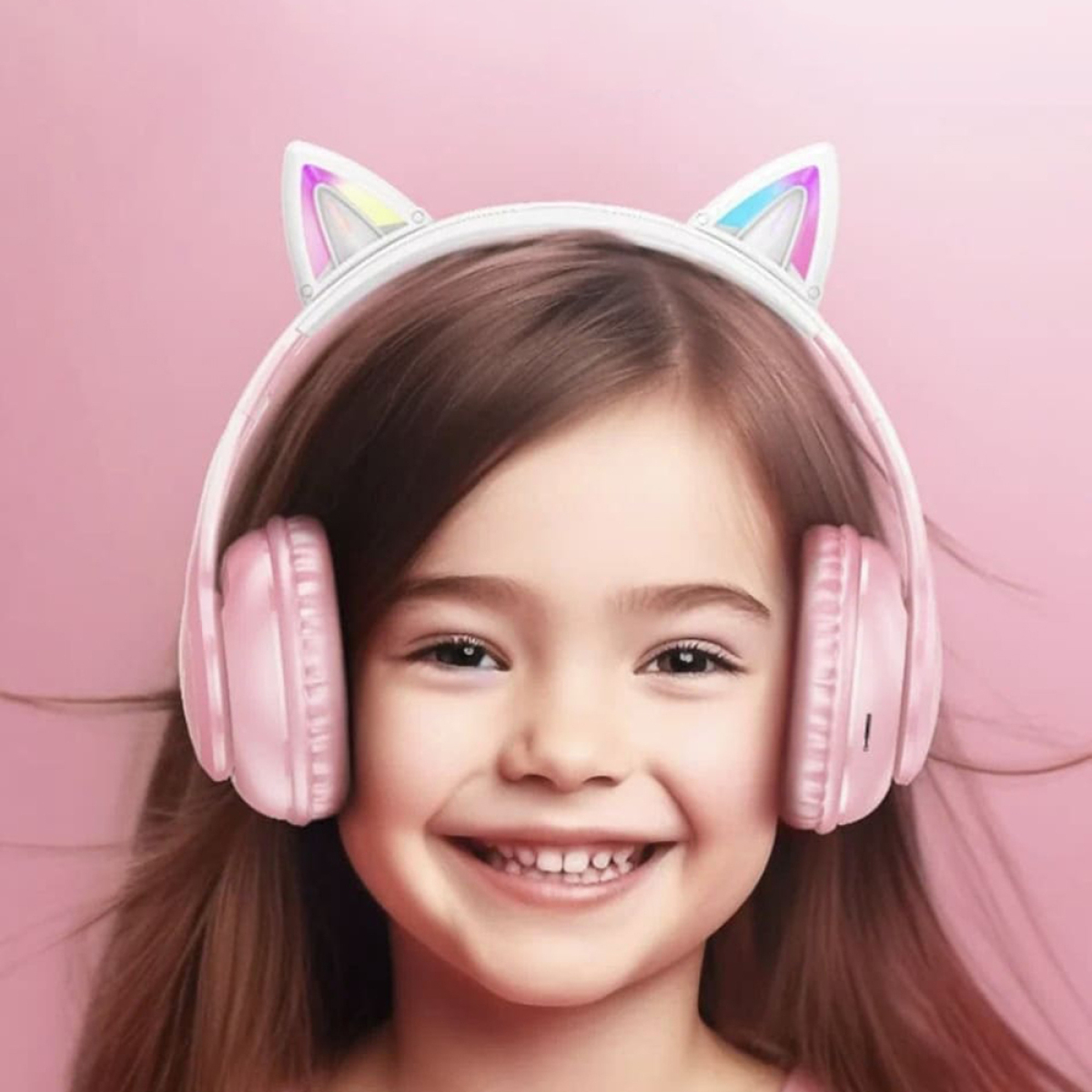 Hoco W42 Cat Ears Παιδικά Ακουστικά Over Ear – Ασύρματα & Ενσύρματα, 12 Ώρες Λειτουργίας – Cherry Blossom