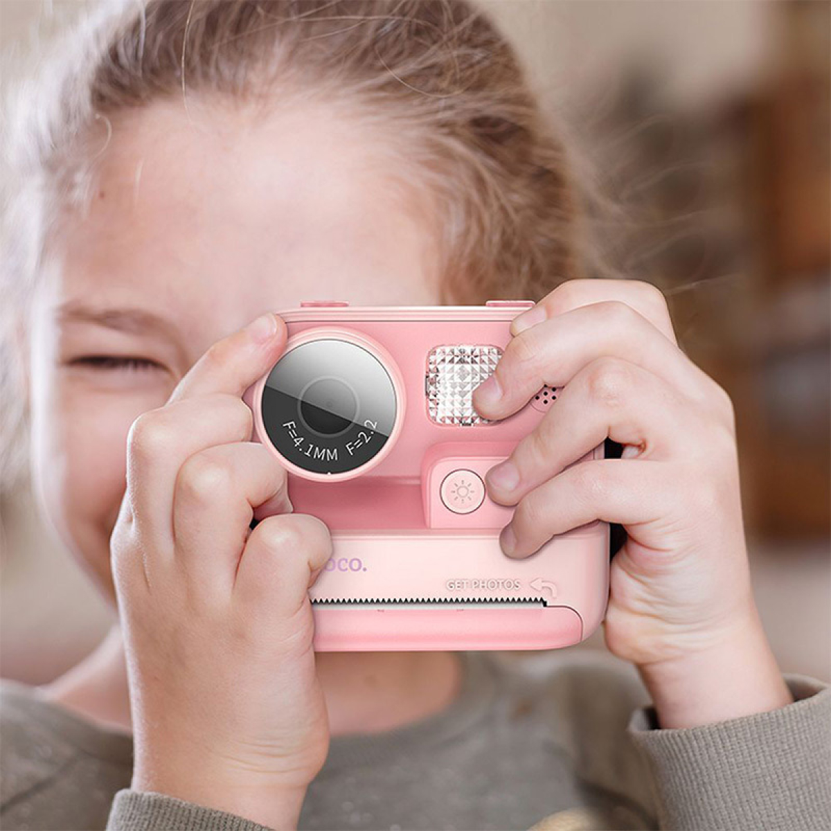 Hoco DV200 Compact Παιδική Φωτογραφική Μηχανή 48MP με Οθόνη 2" & Εκτυπωτή – Ροζ