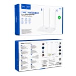Hoco HI30 Ασύρματο Router Wi‑Fi 4 – 300Mbps με 3 Κεραίες & 4 Θύρες Ethernet - Λευκό