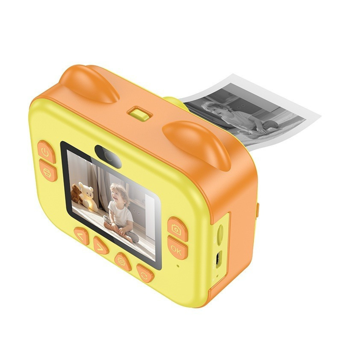 Hoco DV204 Compact Παιδική Φωτογραφική Μηχανή 48MP με Εκτυπωτή – Κίτρινη