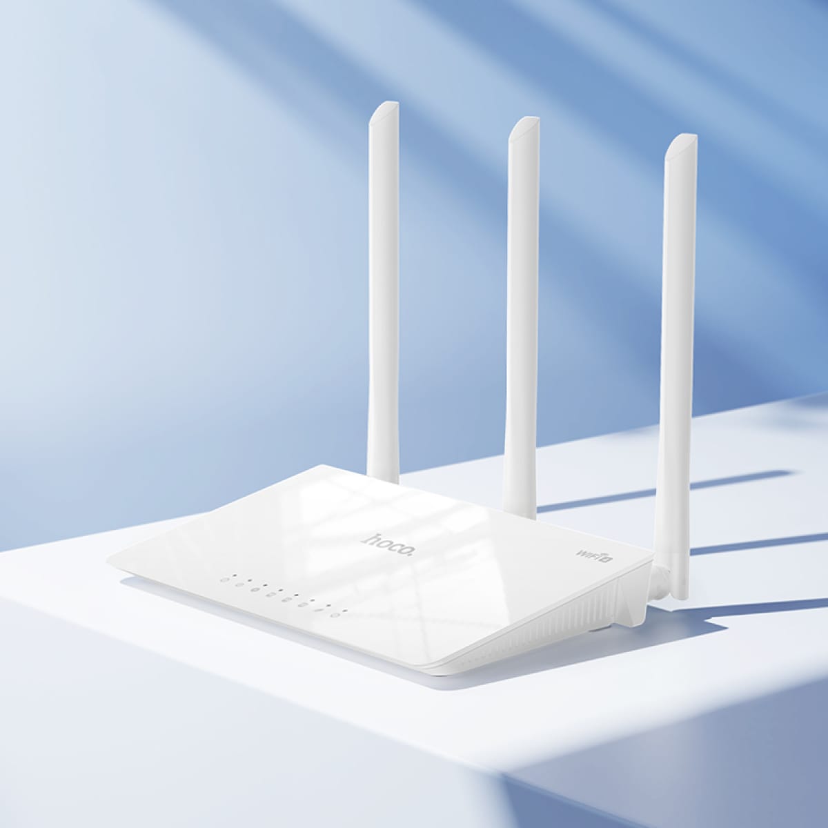 Hoco HI30 Ασύρματο Router Wi‑Fi 4 – 300Mbps με 3 Κεραίες & 4 Θύρες Ethernet - Λευκό