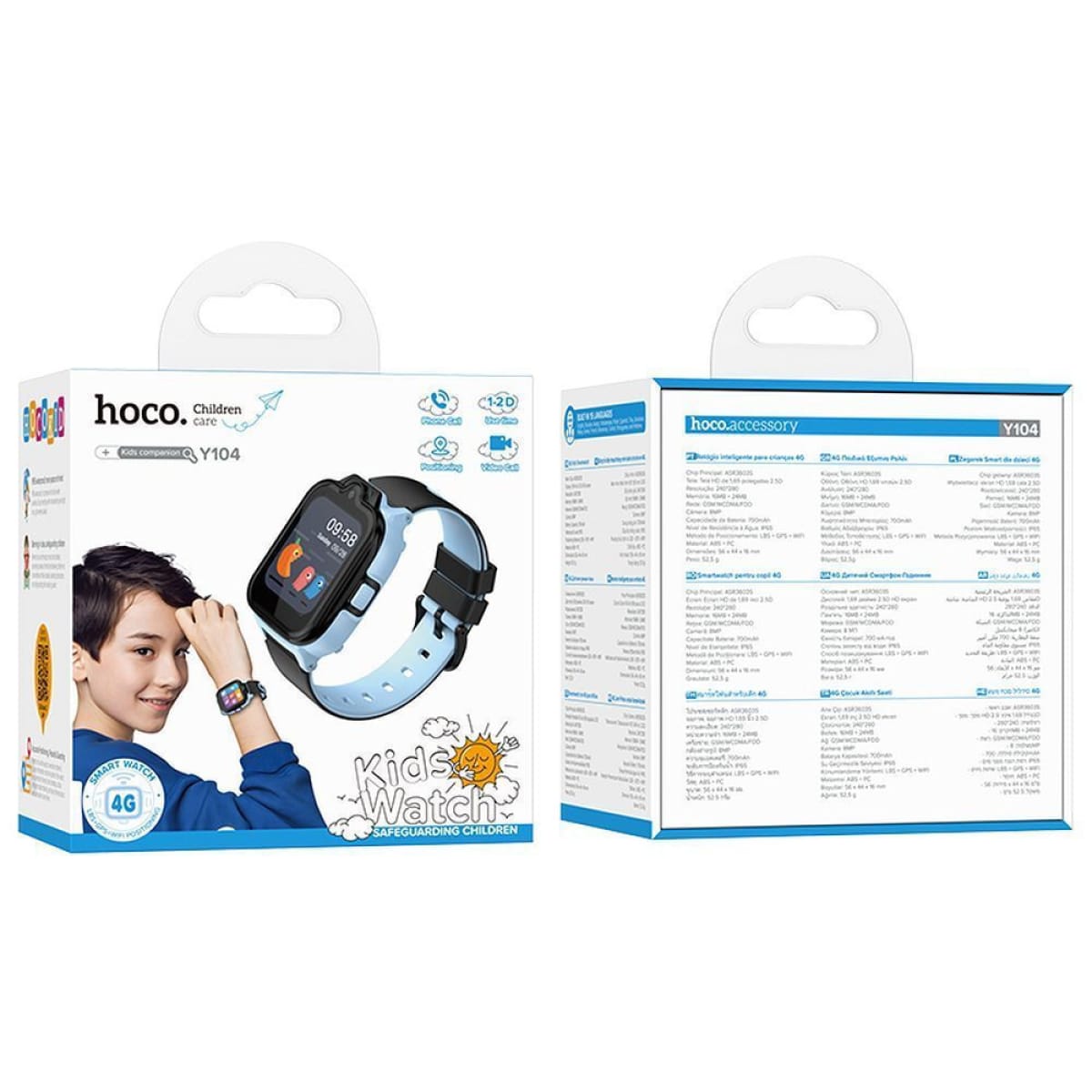Hoco Y104 Παιδικό Smartwatch με 4G, GPS, WiFi & Κάμερα– Μαύρο/Μπλέ