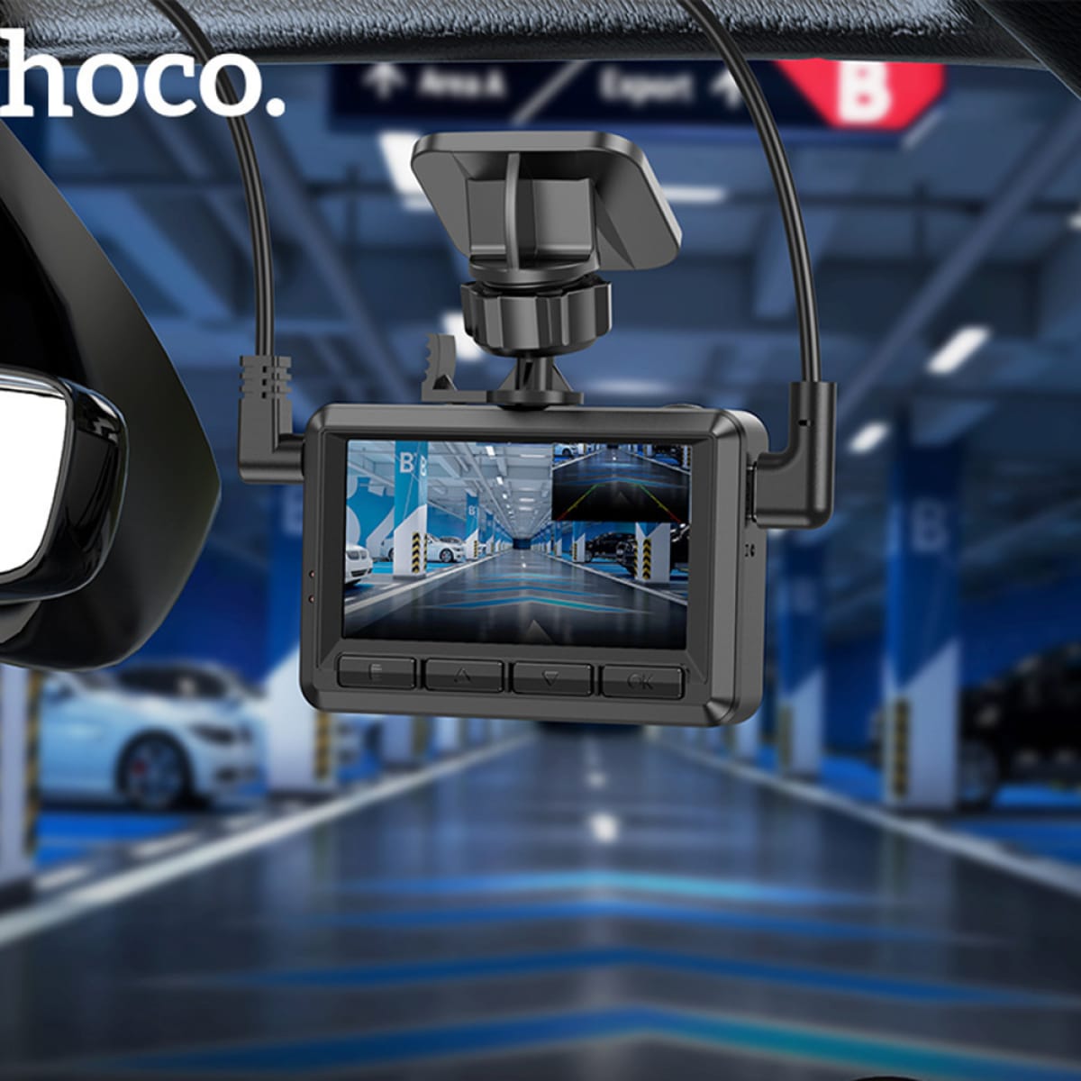Hoco DV3 Σετ Κάμερας DVR Αυτοκινήτου με Οθόνη 2.45", WiFi & GPS – Μπροστινή & Πίσω Κάμερα – 1080P