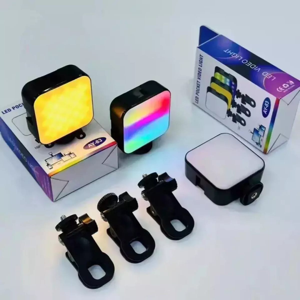 AY-83 RGB LED Pocket Φωτιστικό Βίντεο με Ρυθμιζόμενη Θερμοκρασία & Βραχίονα Κλιπ – 81 LED, 3000mAh