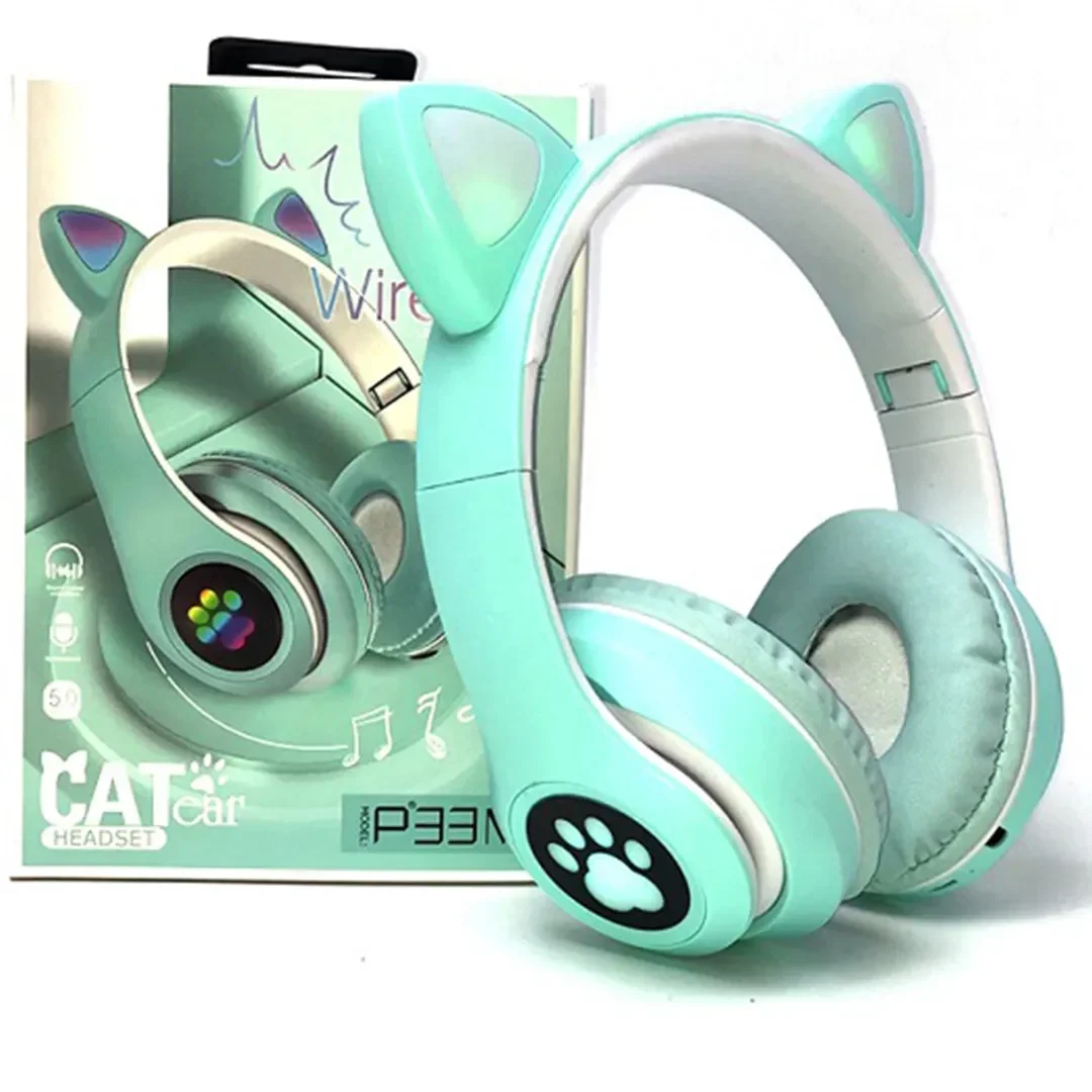 Ασύρματα Ακουστικά Cat Ear Headphones P33M - Γαλαζιο