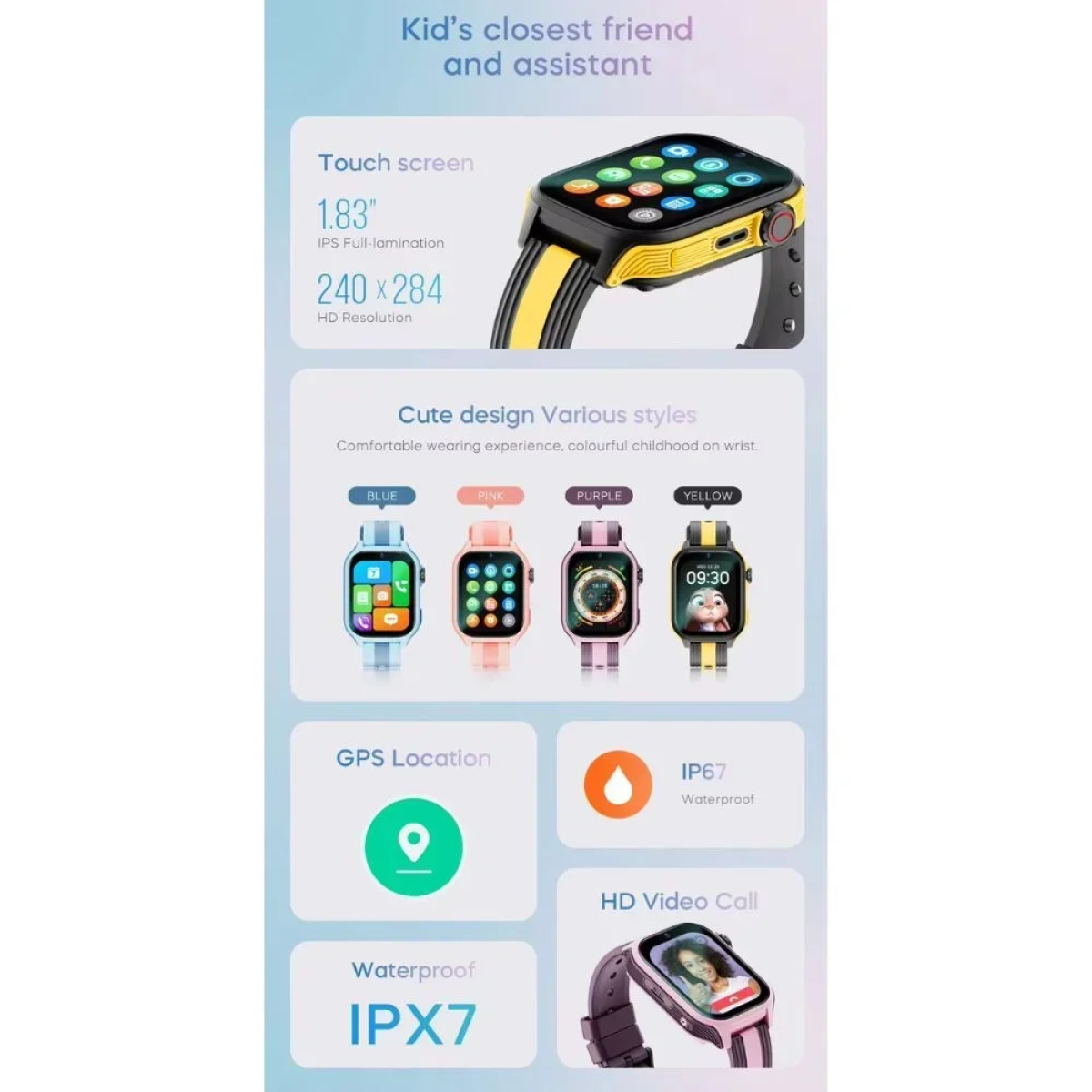 4G Αδιάβροχο Παιδικό Smartwatch K36H με Παλμογράφο και GPS - Μαύρο