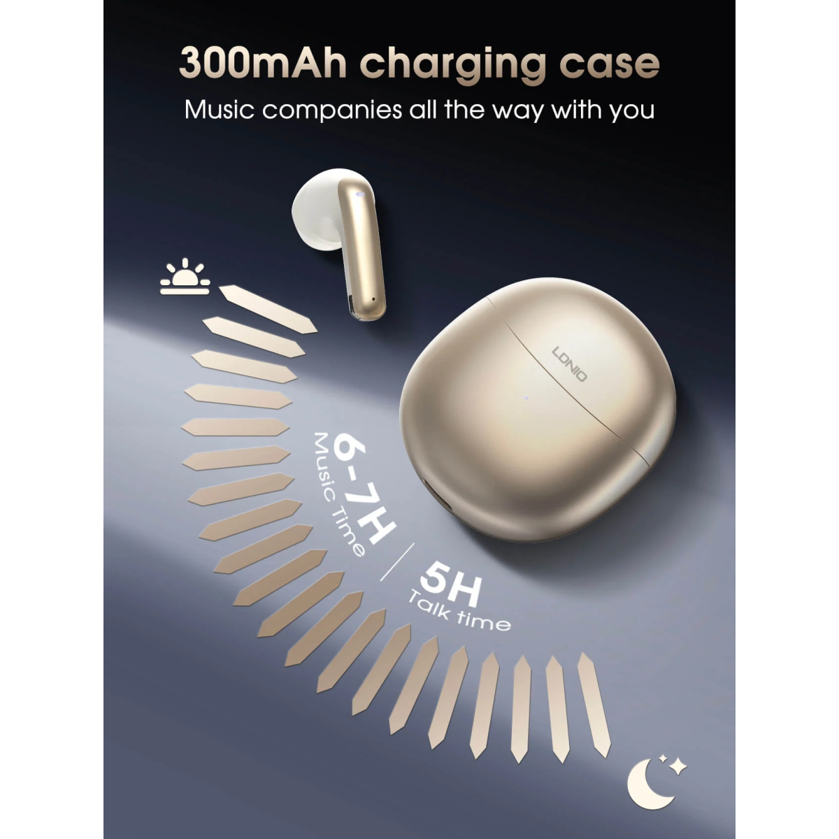 Ldnio T10 True Wireless Bluetooth Earbuds – Silver/Grey