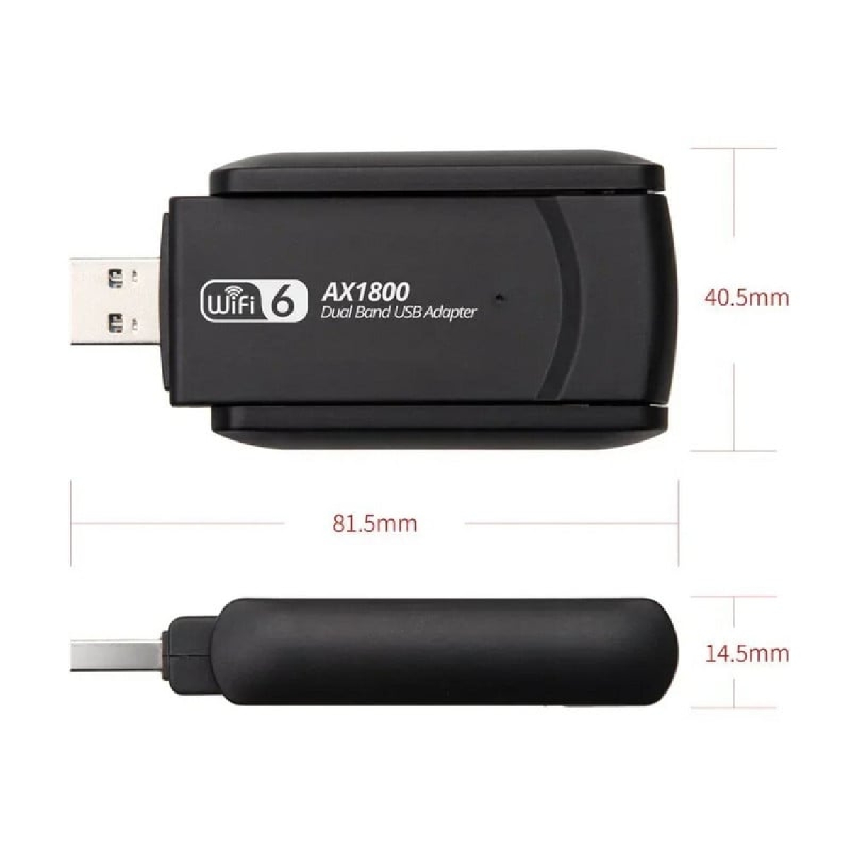 WiFi 6 USB Adapter AX1800 Dual Band 2.4GHz & 5GHz με USB 3.0 – Συμβατό με Windows 10/11, 2 Antennas