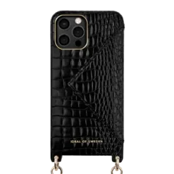 IDEAL OF SWEDEN για το iPhone 12/12 Pro Statement Phone θήκη λαιμού Chain Neo Noir Croco IDNCAW20-2061-236