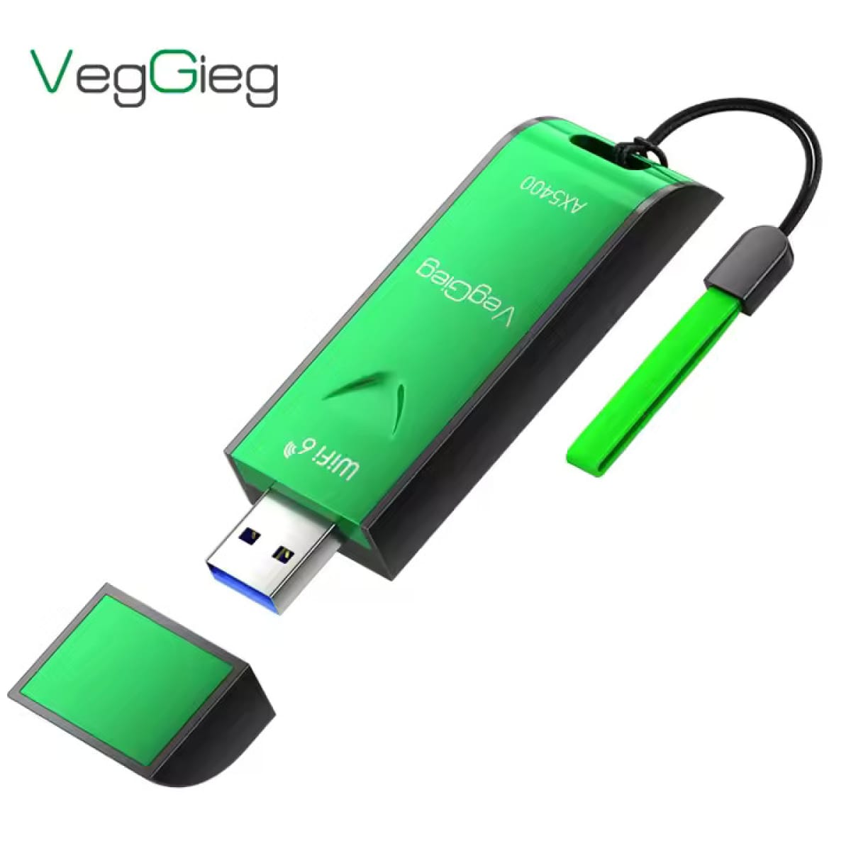 VegGieg K5400 Gaming WiFi Adapter – Τριπλής Μπάντας USB WiFi 6 5400Mbps με Αντιπαρεμβολή και WPA3