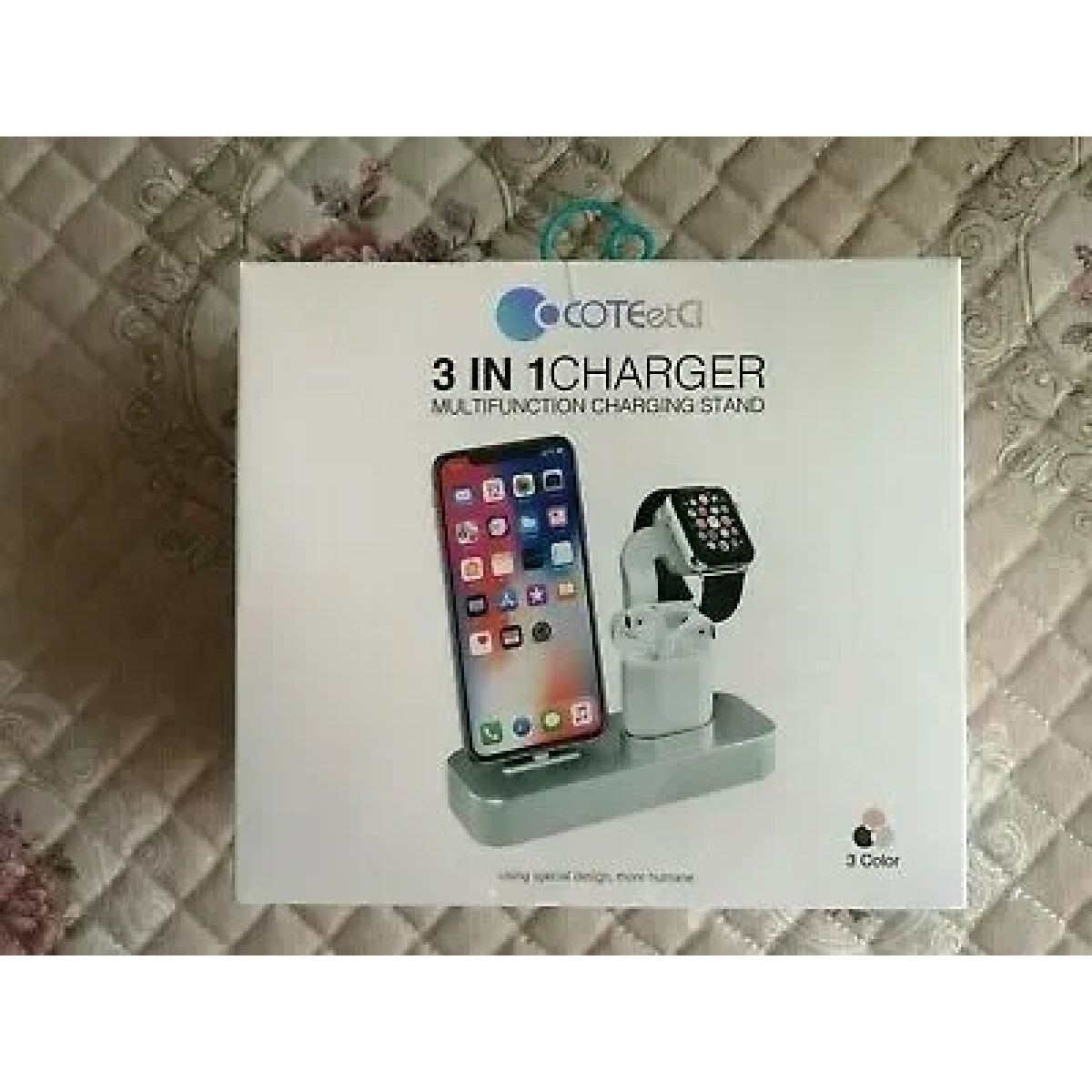 Βάση Φόρτισης 2 σε 1 για iPhone & Airpods - Aluminum 2 in 1 Charger Base Lightning & AirPods COTEetCI - Image 2