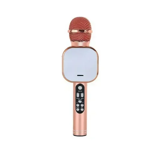Q009 Ασύρματο Bluetooth Μικρόφωνο Με Ενσωματωμένο Ηχείο, Karaoke Και Disco Light Led Μπλε - Pink