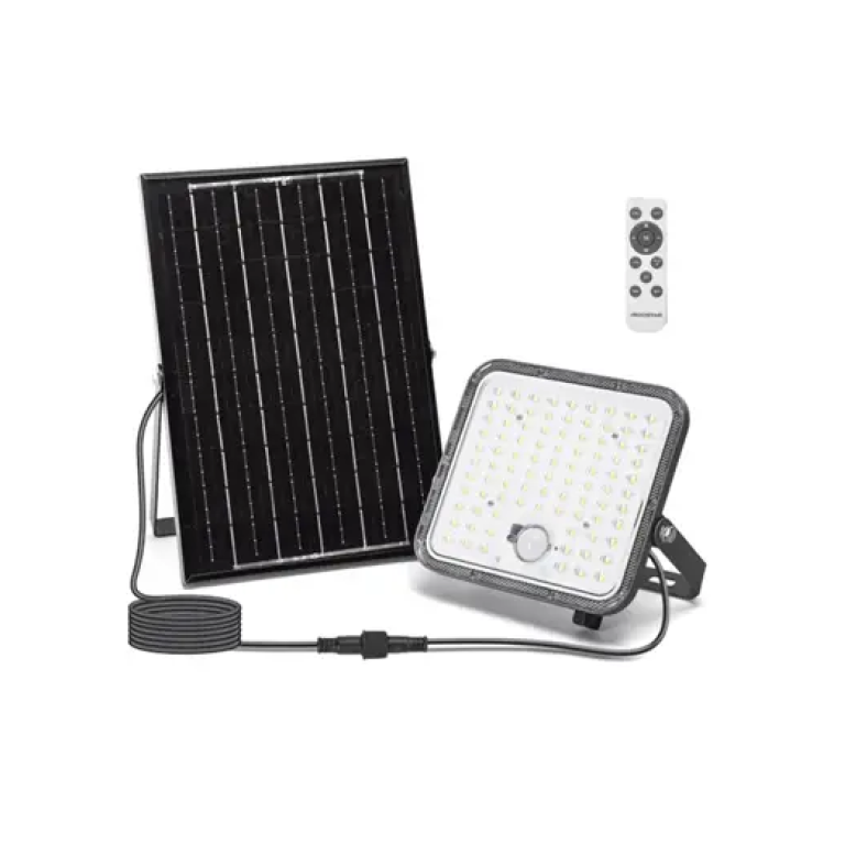 Αδιάβροχος ηλιακός προβολέας 100W με πάνελ και τηλεχειριστήριο Aigostar
