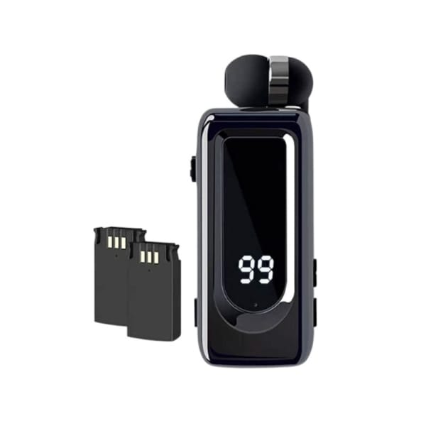 Ακουστικό Bluetooth Handsfree Clip-On D70 PRO με 2 Μπαταρίες Μαύρο