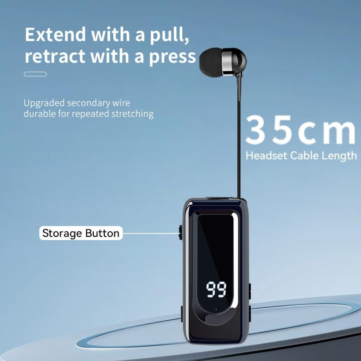 Ακουστικό Bluetooth Handsfree Clip-On D70 PRO με 2 Μπαταρίες Μαύρο