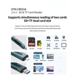 Αναγνώστης Καρτών 2 σε 1 – SD & microSD με USB-C και USB-A πράσινο OTN-CR531A - Image 4