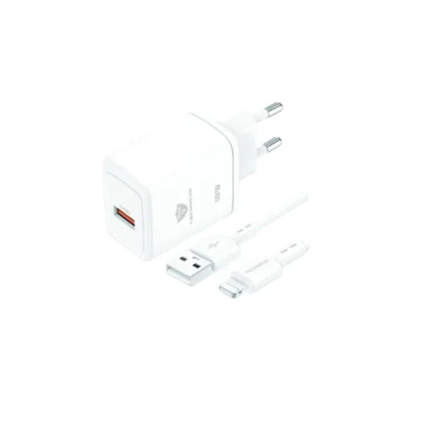 Αντάπτορας γρήγορης φόρτισης με καλώδιο 18W USB-A to Lightning TN-F038 λευκό