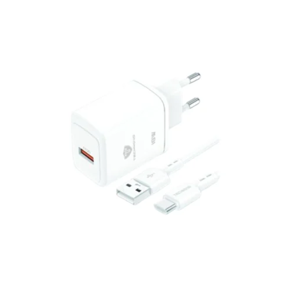 Αντάπτορας γρήγορης φόρτισης με καλώδιο 18W USB-A to USB-C TN-F037 λευκό