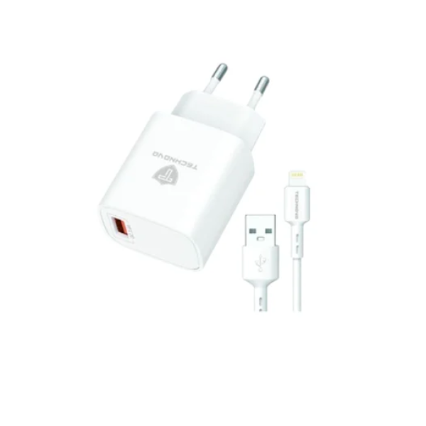 Αντάπτορας γρήγορης φόρτισης με καλώδιο 3.4A USB-A to Lightning TN-F036 λευκό