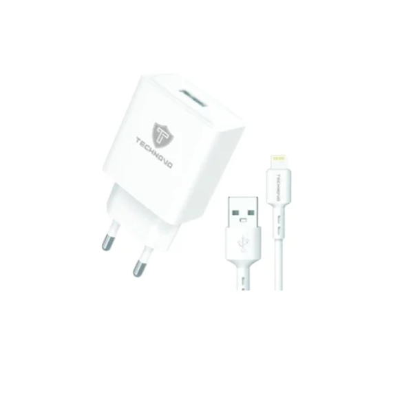 Αντάπτορας γρήγορης φόρτισης με καλώδιο USB-A to Lightning TN-F034 λευκό
