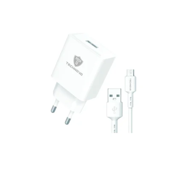 Αντάπτορας γρήγορης φόρτισης με καλώδιο USB-A to Micro TN-F033 λευκό