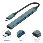 Αντάπτορας HUB Type-C σε 3.5mm & 3x USB 2.0 θύρες OTN-9706 πράσινο - Image 4