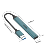 Αντάπτορας HUB USB-A σε ήχο 3.5mm & 3x USB 2.0 OTN-5706 θύρες πράσινο - Image 2
