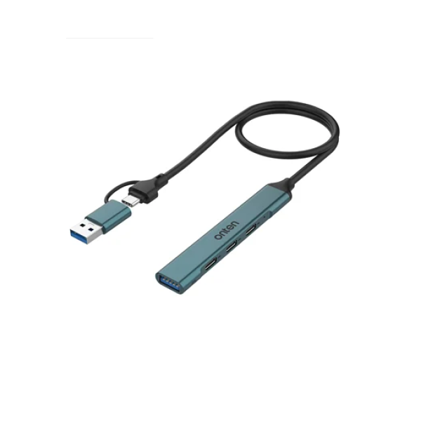 Αντάπτορας HUB USB-A & USB-C σε 4x USB 3.0 θύρες OTN-UCA9703S πράσινο