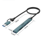 Αντάπτορας HUB USB-C 5 σε 2 με 3 θύρες USB OTN-UCA9705 πράσινο - Image 4