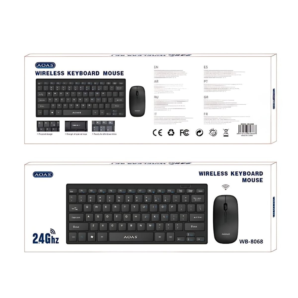 AOAS WB-8068 Ασύρματο Σετ Πληκτρολόγιο & Ποντίκι (UK)