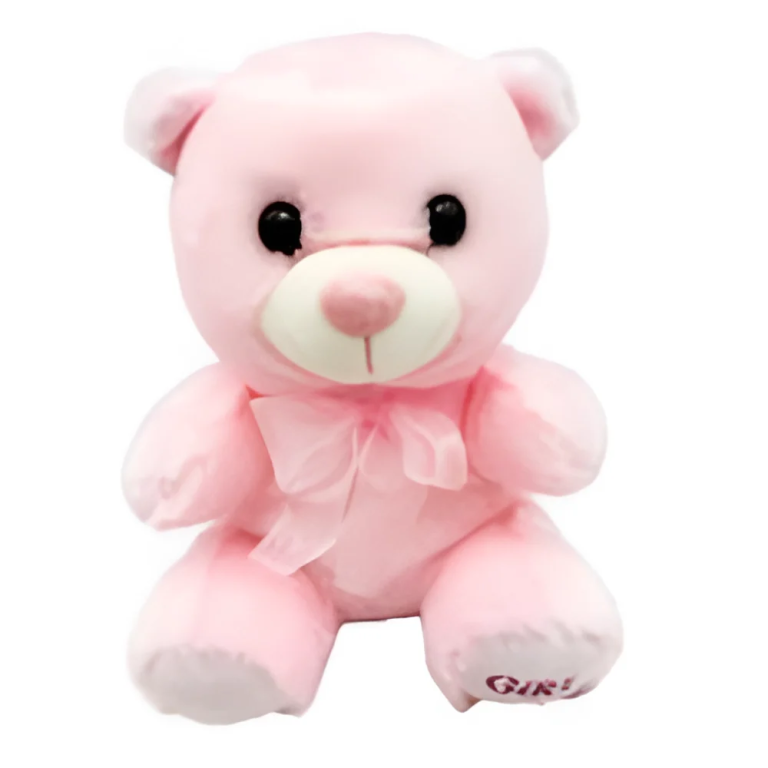 Αρκουδάκι Λούτρινο Με Φιόγκο 21cm 86362 ροζ