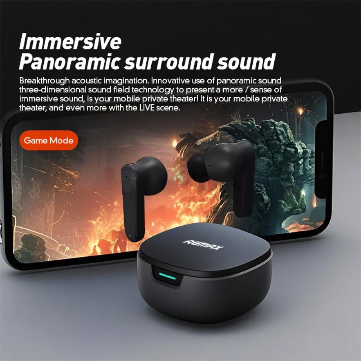 Ασύρματα ακουστικά Bluetooth με θήκη φόρτισης W38 Remax - μαύρο