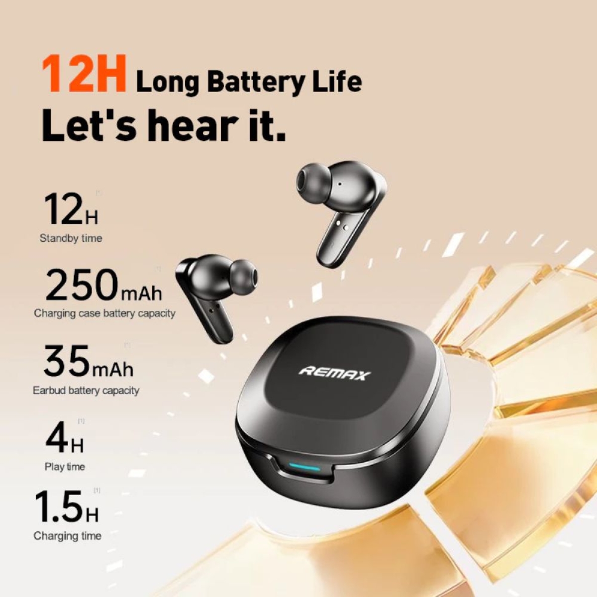 Ασύρματα ακουστικά Bluetooth με θήκη φόρτισης W38 Remax - μαύρο