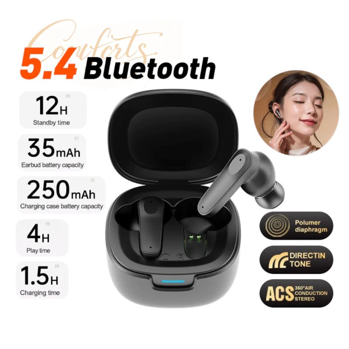 Ασύρματα ακουστικά Bluetooth με θήκη φόρτισης W38 Remax - μαύρο