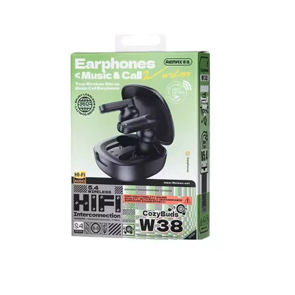 Ασύρματα ακουστικά Bluetooth με θήκη φόρτισης W38 Remax - μαύρο - Image 2