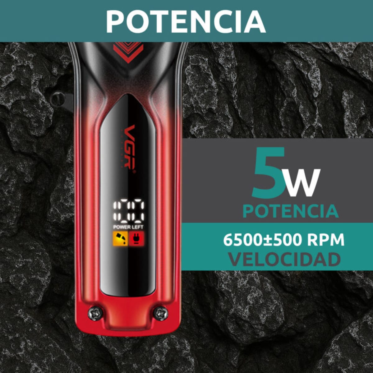 Ασύρματη Κουρευτική Μηχανή Μαλλιών Με Οθόνη LED VGR V-656 Κίτρινο