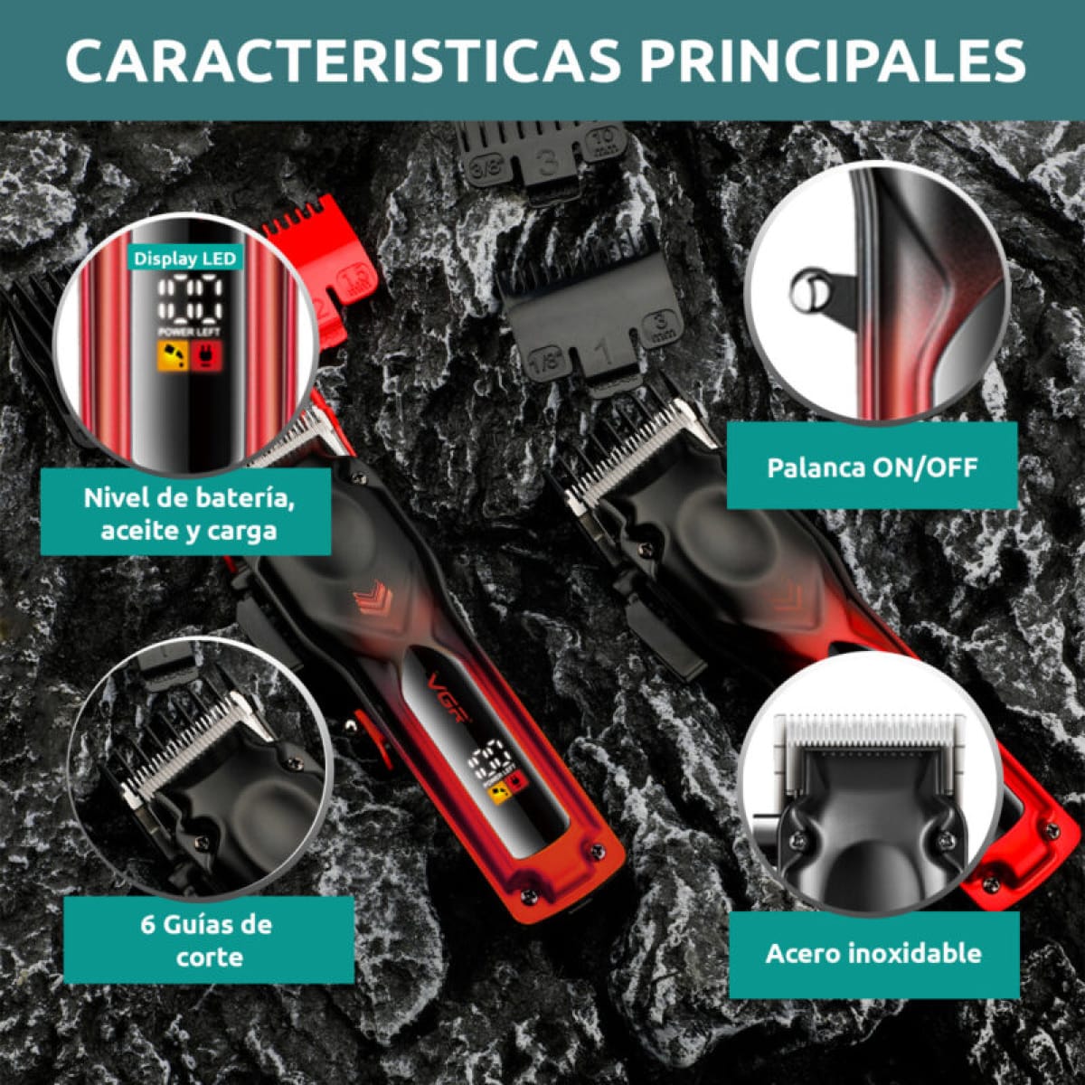 Ασύρματη Κουρευτική Μηχανή Μαλλιών Με Οθόνη LED VGR V-656 Κίτρινο