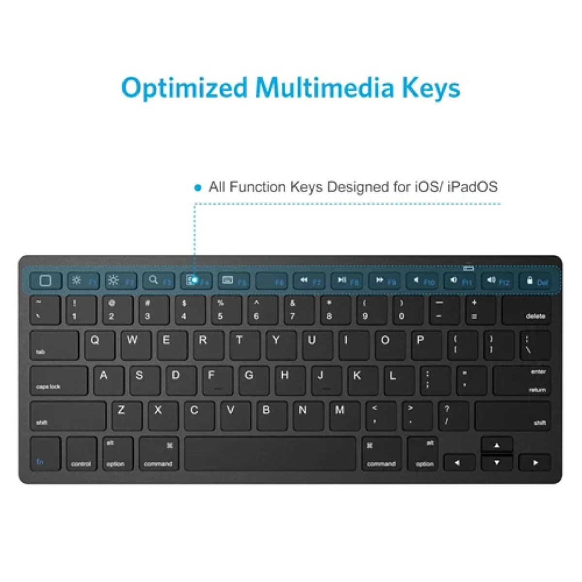 Ασύρματο Bluetooth πληκτρολόγιο Αγγλικό US KB066 - μαύρο - Image 4