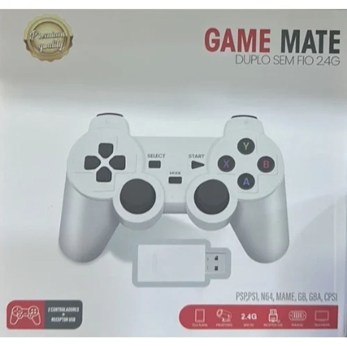 Ασύρματο Gamepad USB 2.4G με 2 Χειριστήρια Για Retro Gaming Λευκό Game Mate