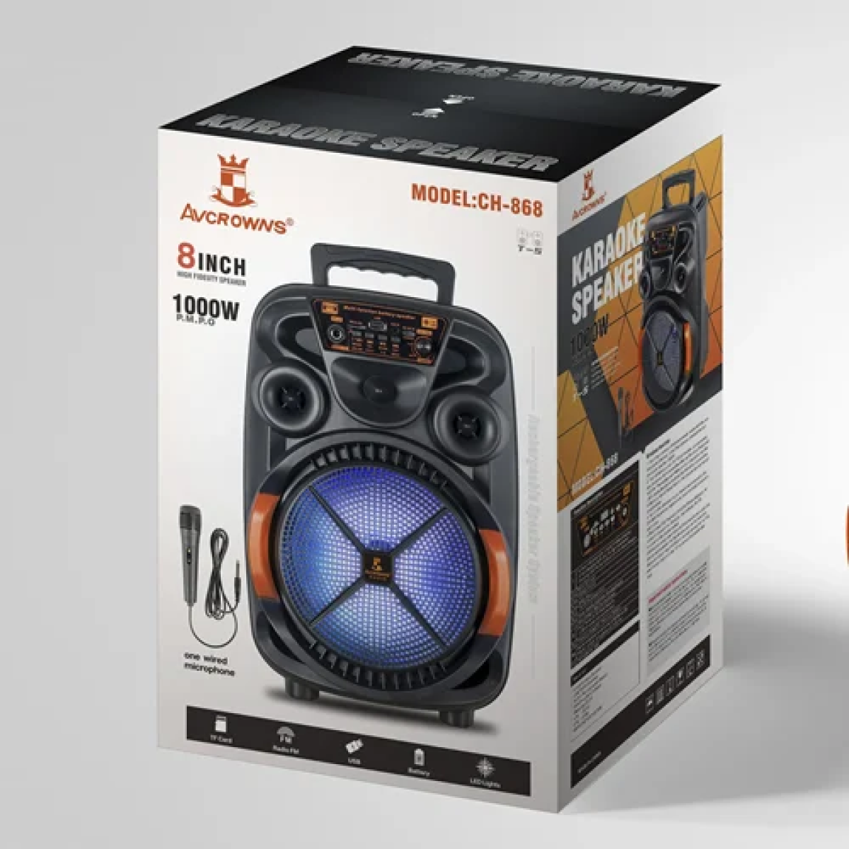 Ασύρματο ηχείο karaoke Bluetooth με ενσύρματο μικρόφωνο CH-868 μαύρο - Image 2