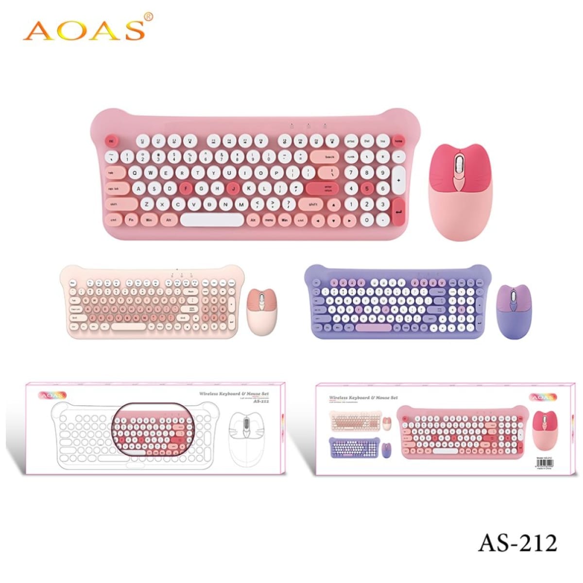 Ασύρματο πληκτρολόγιο και ποντίκι Η/Υ – AS212 – AOAS – 655006 – Purple