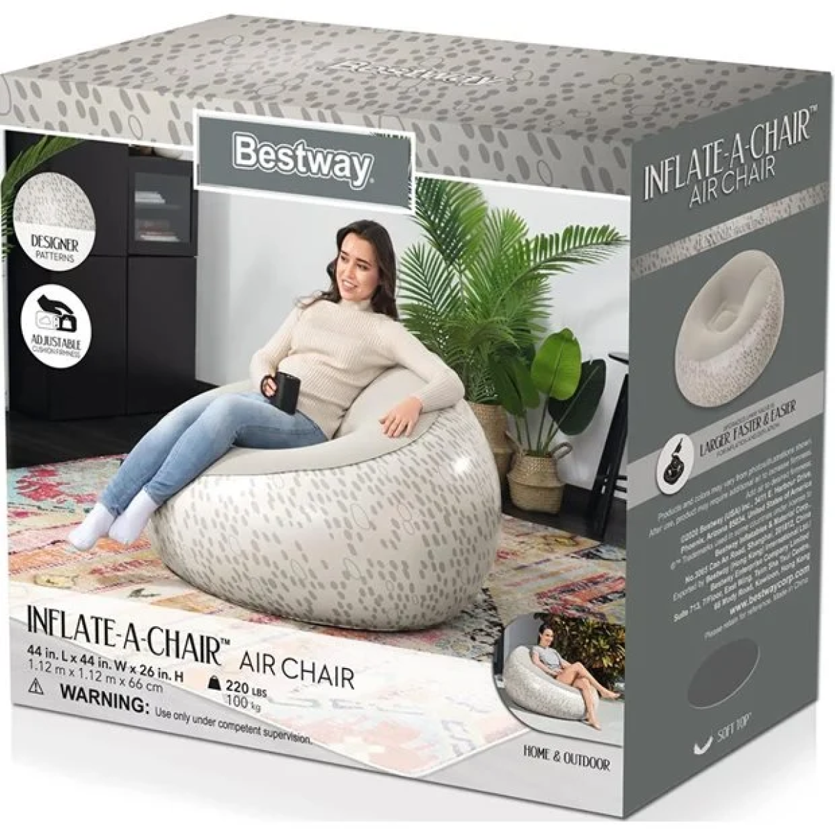 Bestway Φουσκωτή Πολυθρόνα 112x112x66cm 75052 Μπεζ - Image 6