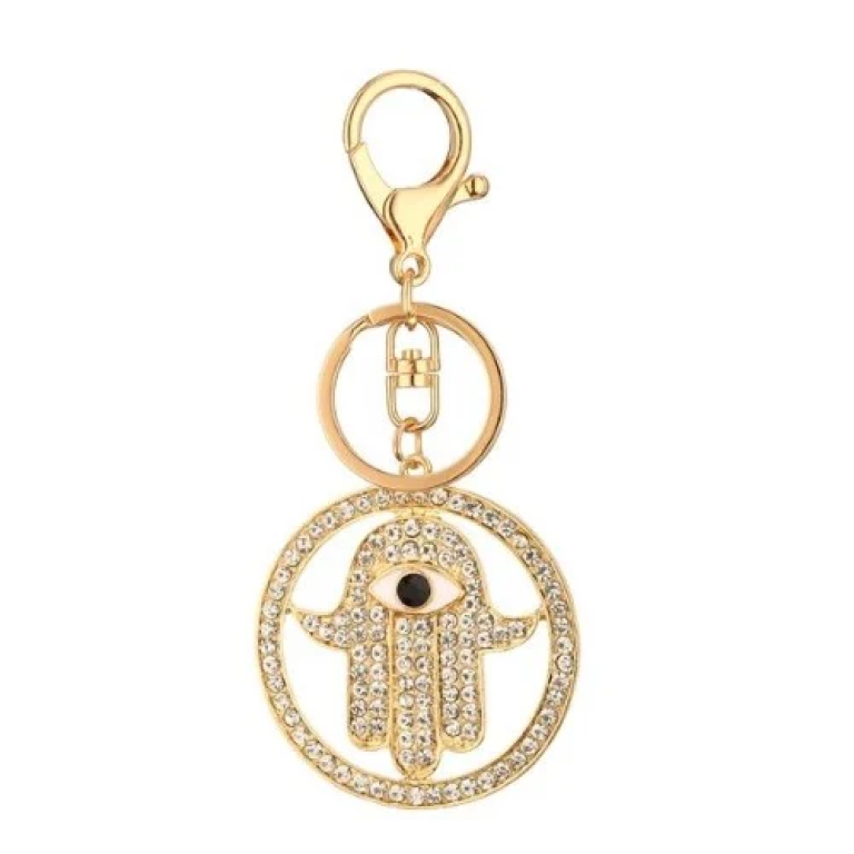 Μπρελόκ Μεταλλικό Με Στρας 11cm The Hamsa Hand 84993 Λευκό