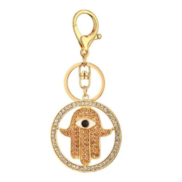 Μπρελόκ Μεταλλικό Με Στρας 11cm The Hamsa Hand 84993 Πορτοκαλί