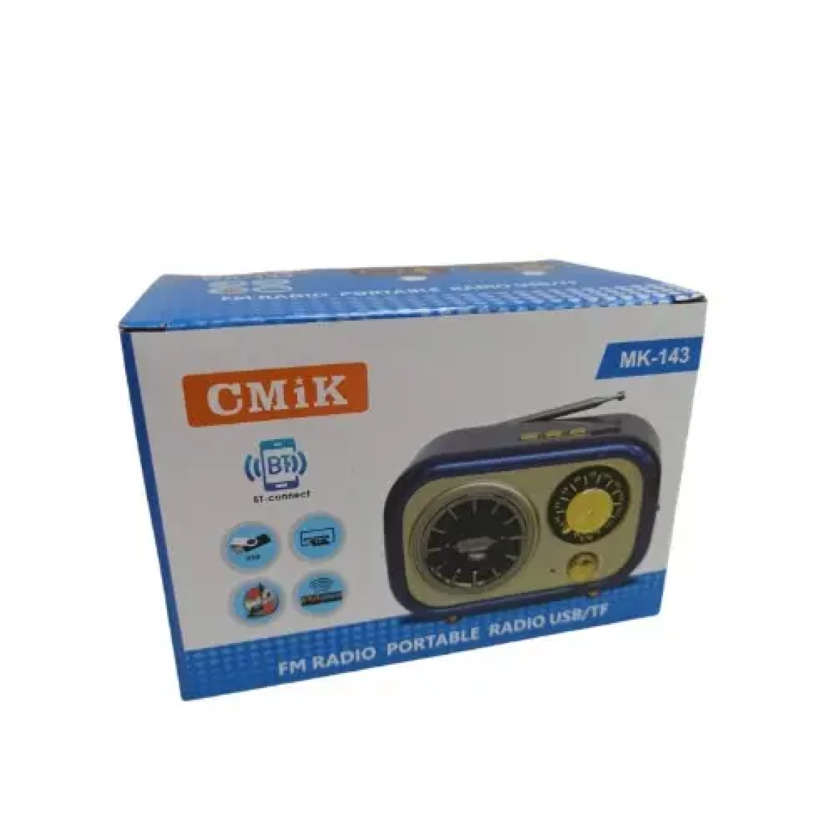CMiK MK-143 Φορητό Ραδιόφωνο Επαναφορτιζόμενο με Bluetooth και USB Μπλε
