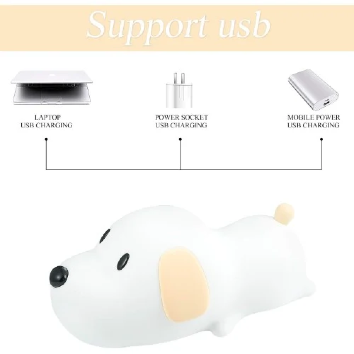 Διακοσμητικό Φωτιστικό USB Σιλικόνης - Cute Dog