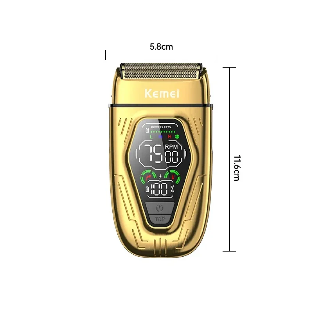 Kemei KM-T360 Επαναφορτιζόμενη Ξυριστική Μηχανή Προσώπου – Χρυσό, Double Foil, USB Type-C